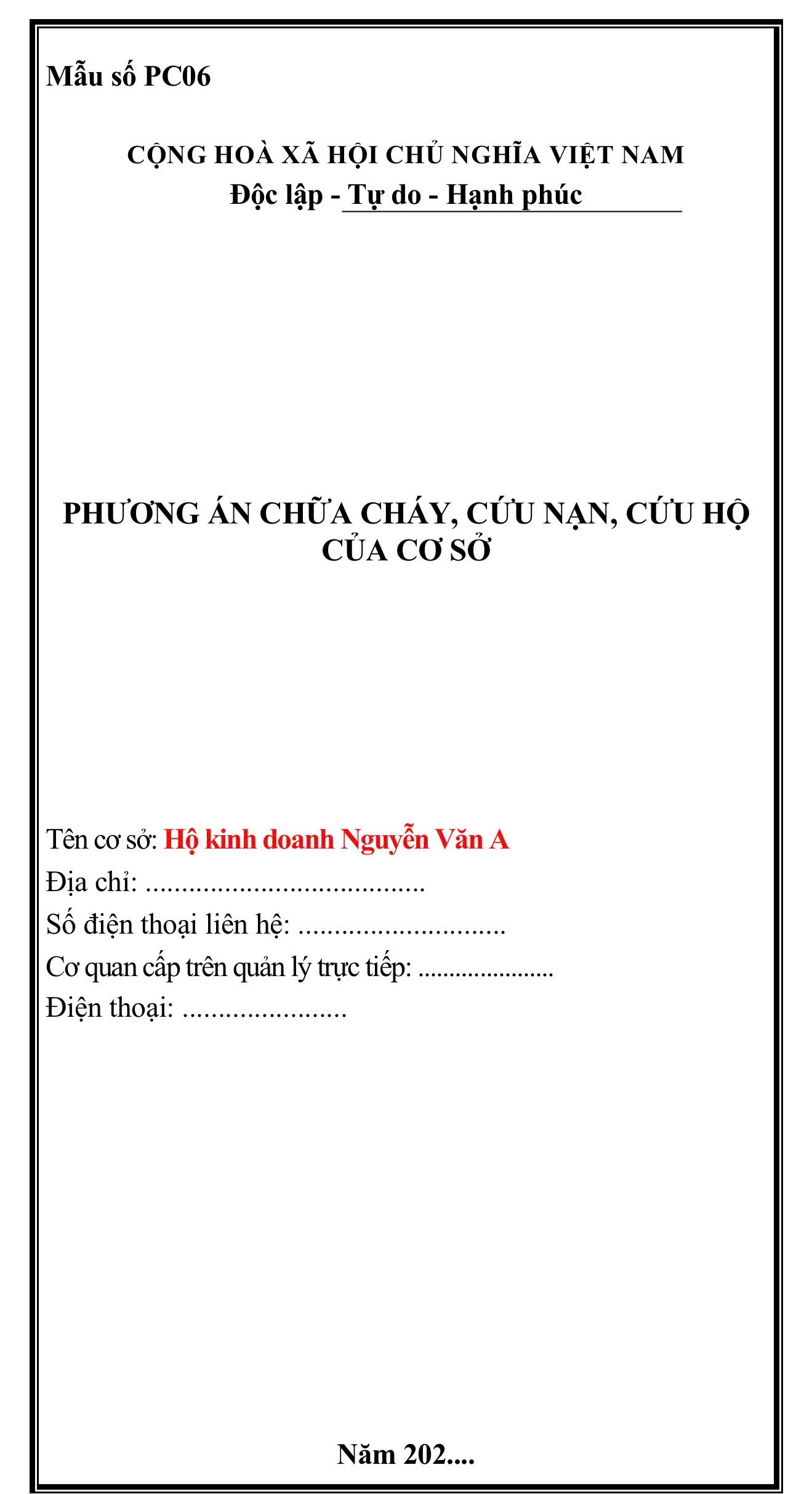 Mẫu Biên Bản PC 02