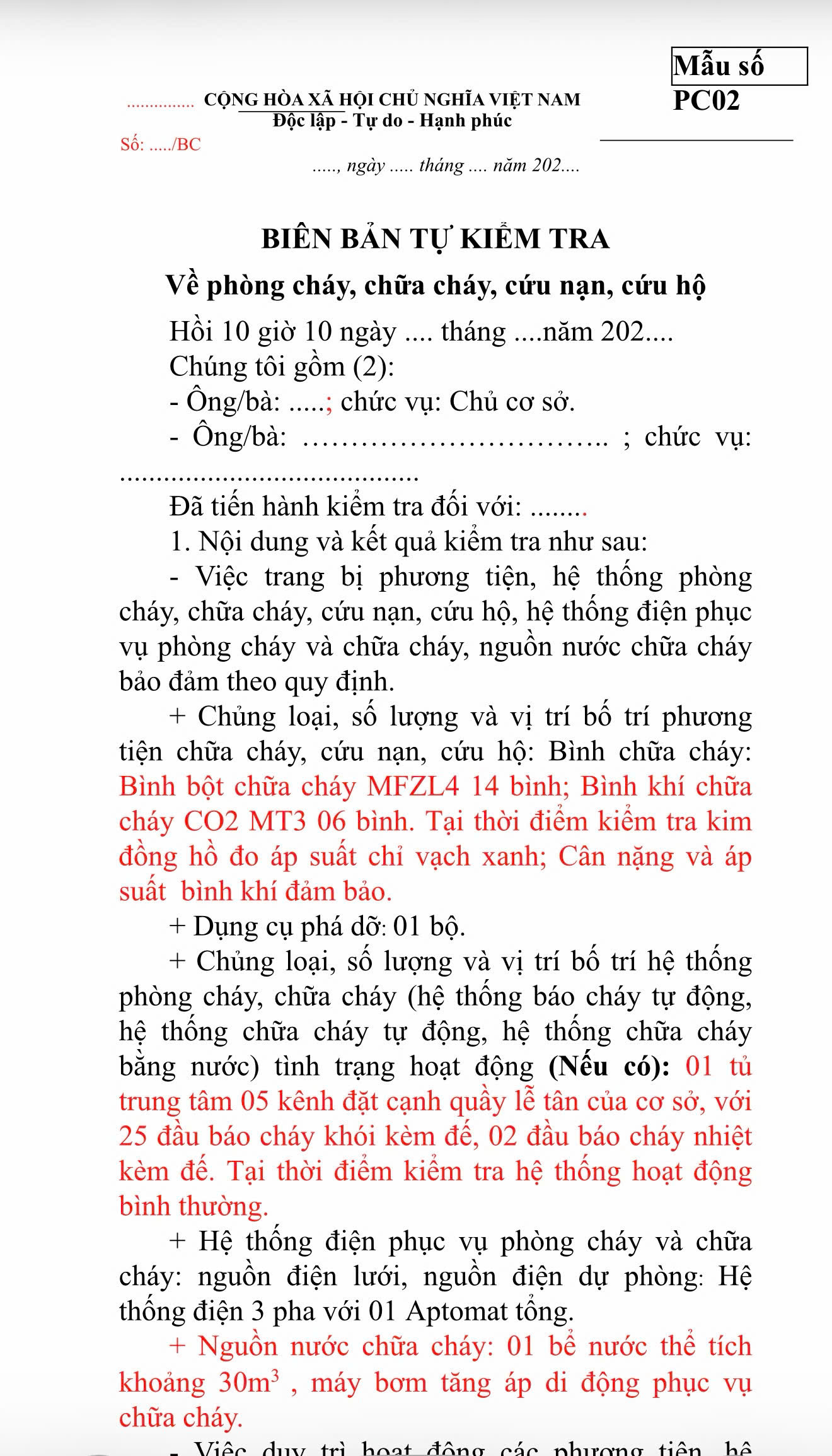 Mẫu Báo Cáo PC 04